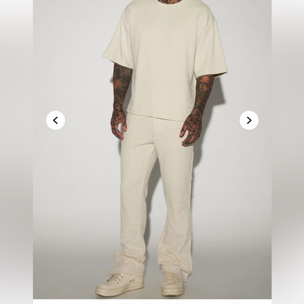 NWT Fashion Nova Men's JORDAN Textured Carpenter Pants  Off White  Size 38